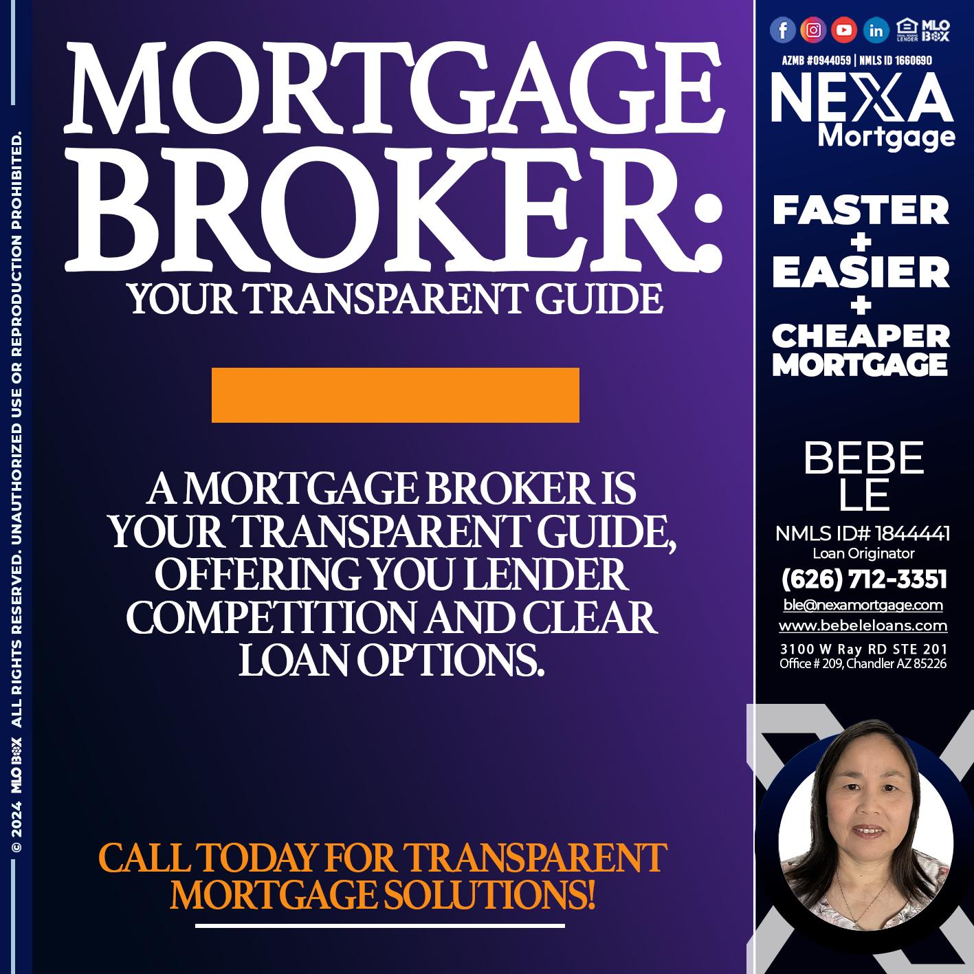 MORTGAGE BROKER GUIDE - Bebe Le- Serving California -Loan Originator