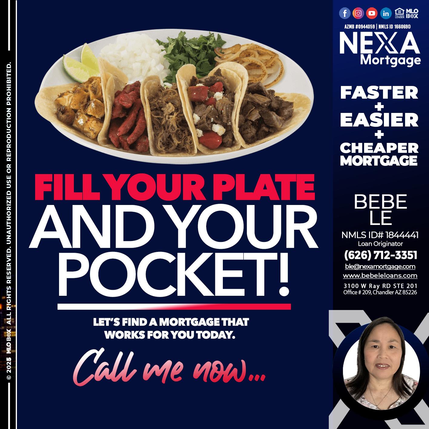 FILL YOUR PLATE - Bebe Le- Serving California -Loan Originator