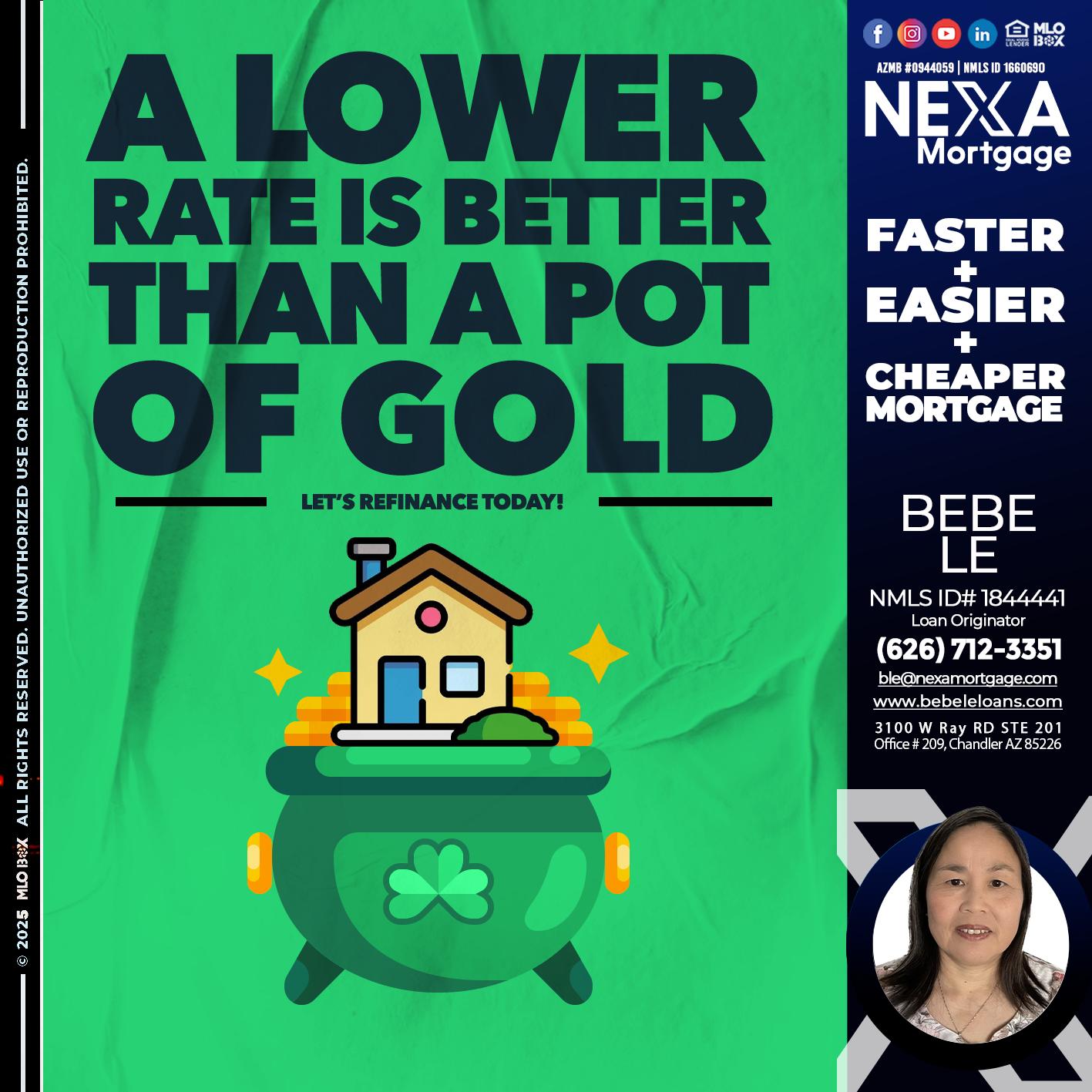 A LOWER RATE - Bebe Le- Serving California -Loan Originator