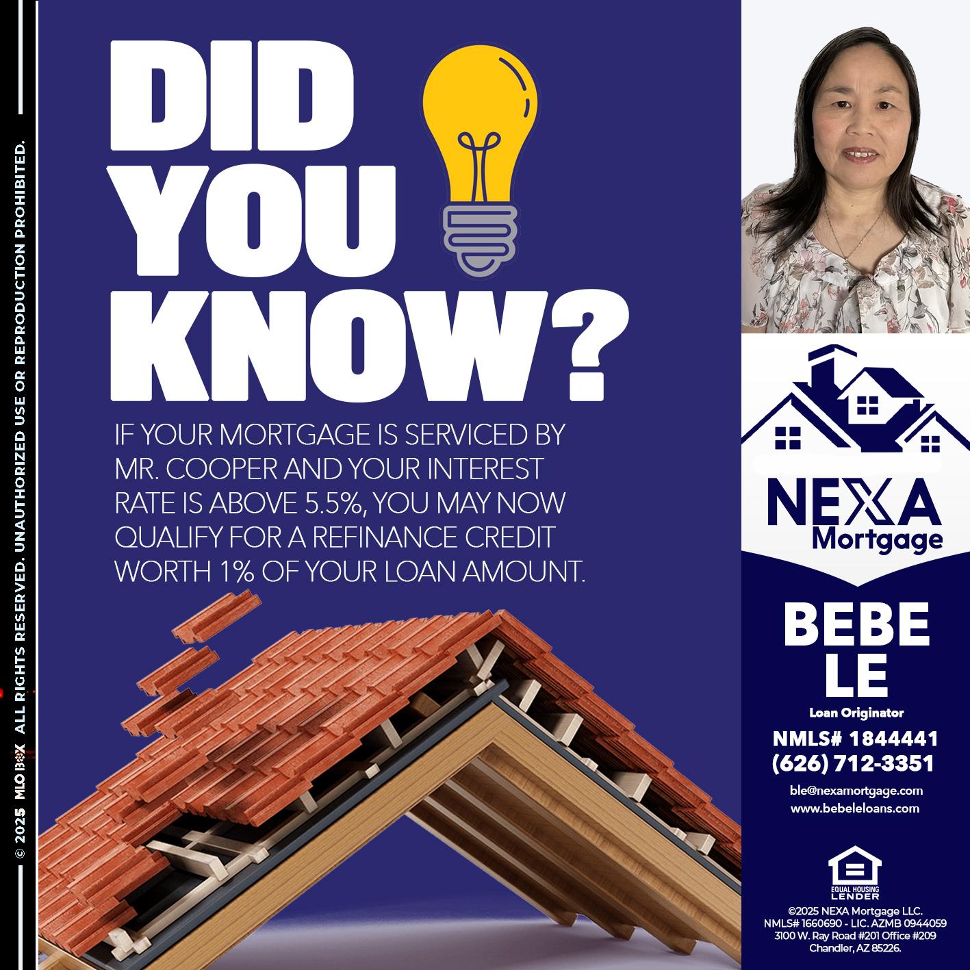 DID YOU KNOW? - Bebe Le- Serving California -Loan Originator