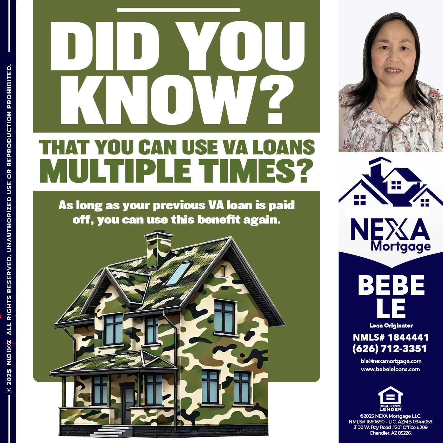 did you know - Bebe Le- Serving California -Loan Originator