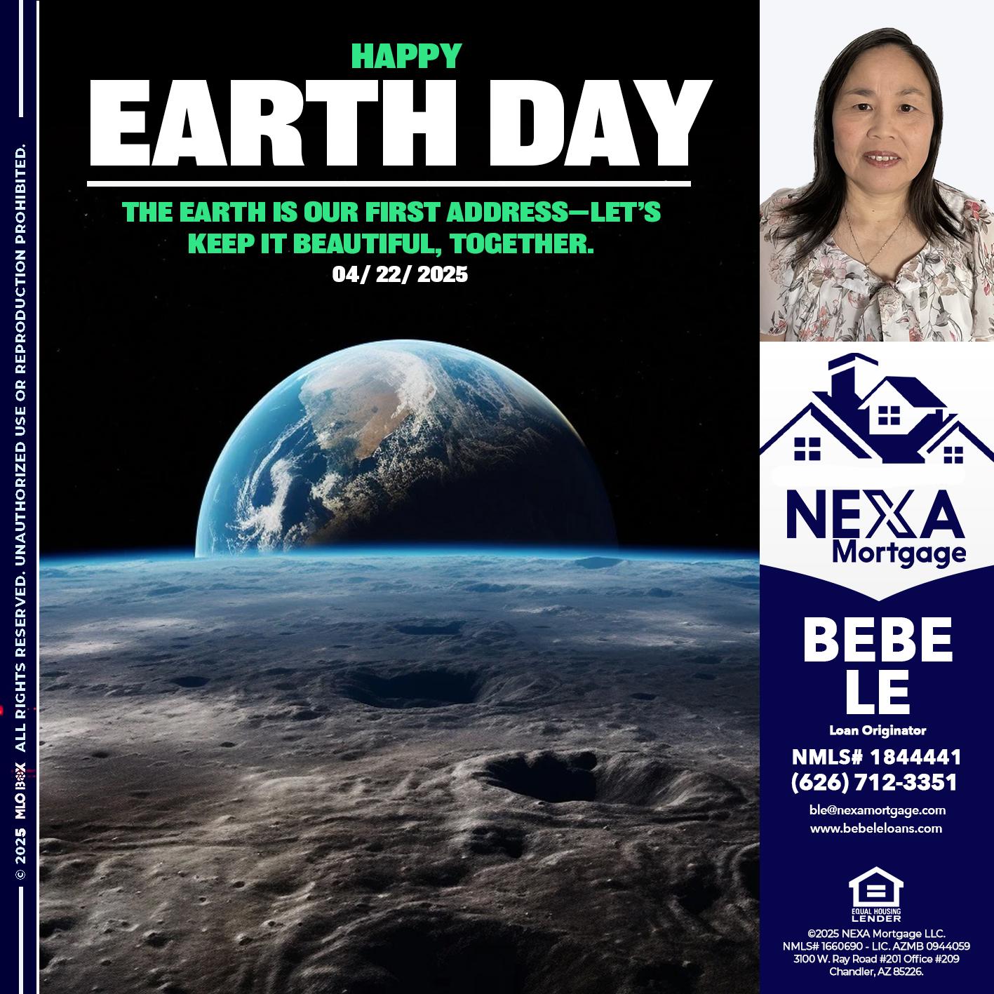 EARTH DAY 2025 - Bebe Le- Serving California -Loan Originator