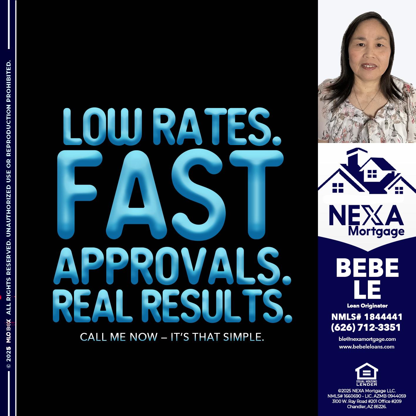 LOW RATES - Bebe Le- Serving California -Loan Originator