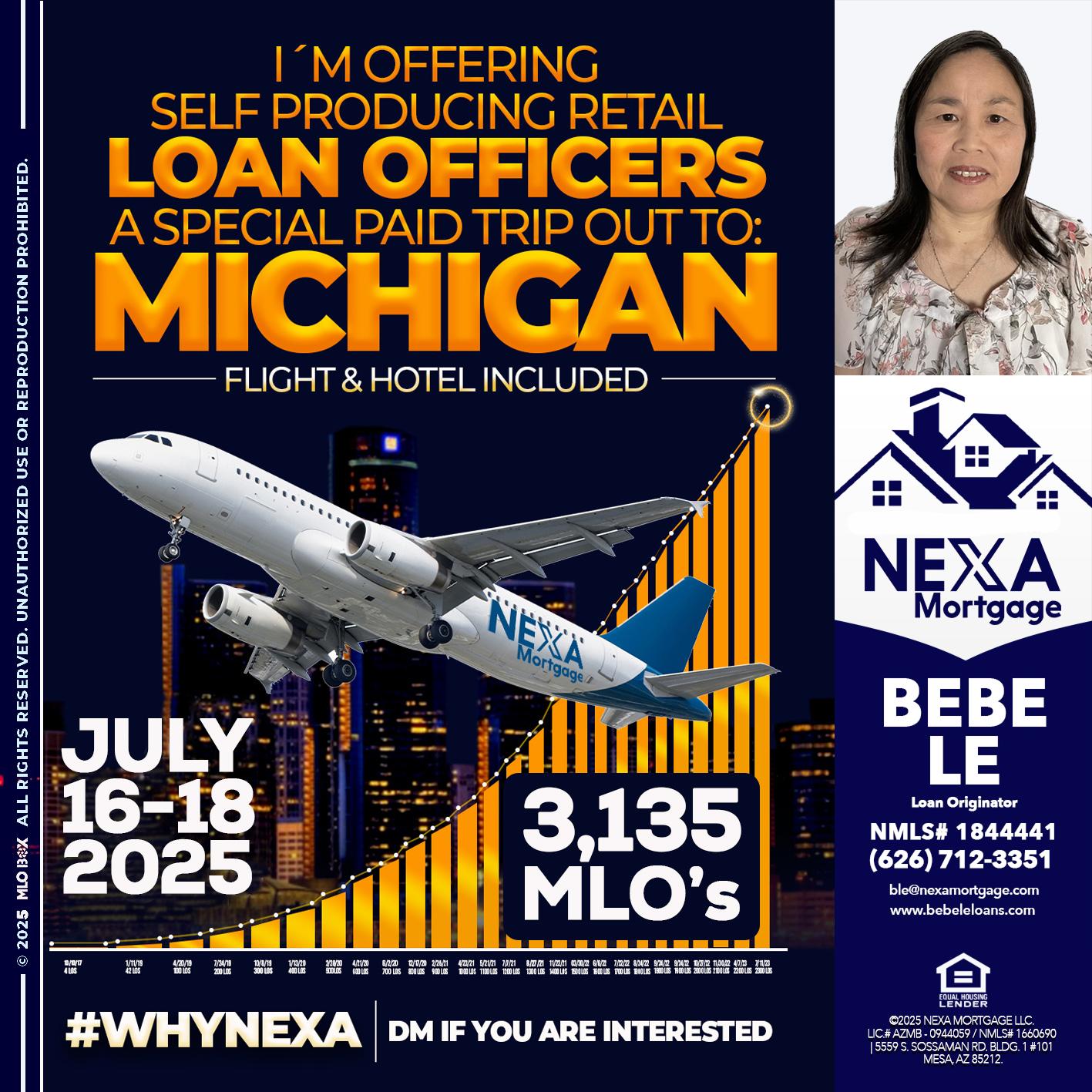 MICHIGAN TRIP - Bebe Le- Serving California -Loan Originator