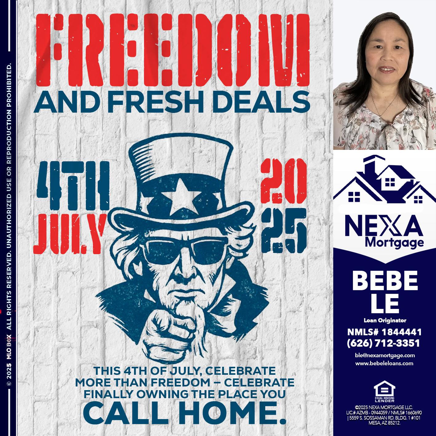 FREEDOM - Bebe Le- Serving California -Loan Originator