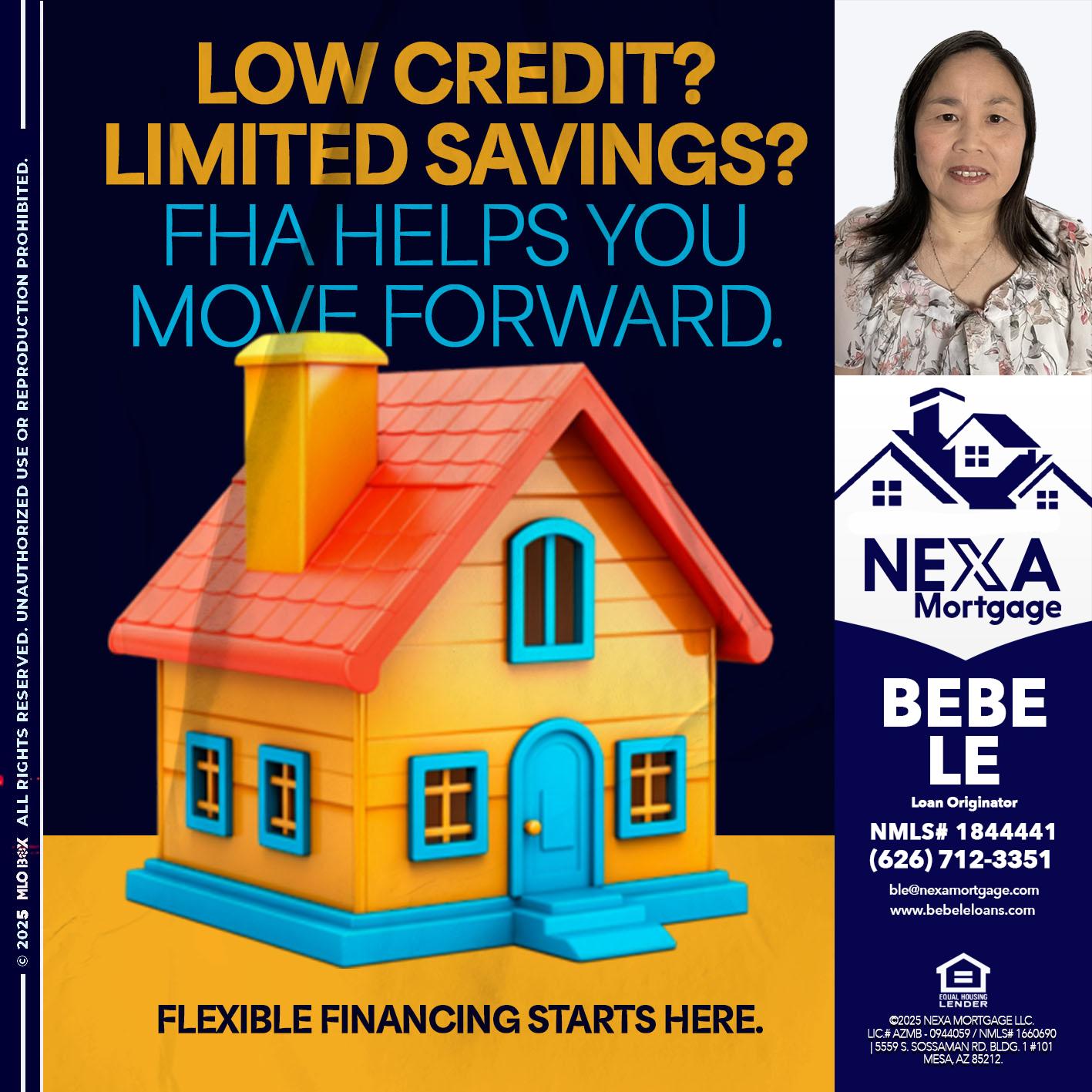 LOW CREDIT? - Bebe Le- Serving California -Loan Originator