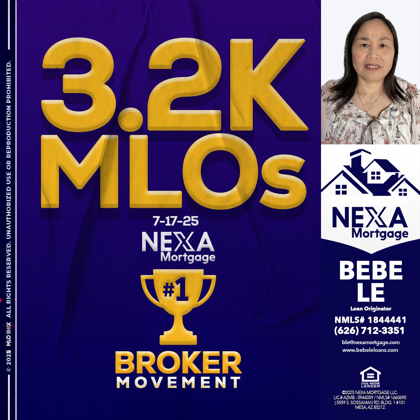 3.2K MLOs - Bebe Le- Serving California -Loan Originator