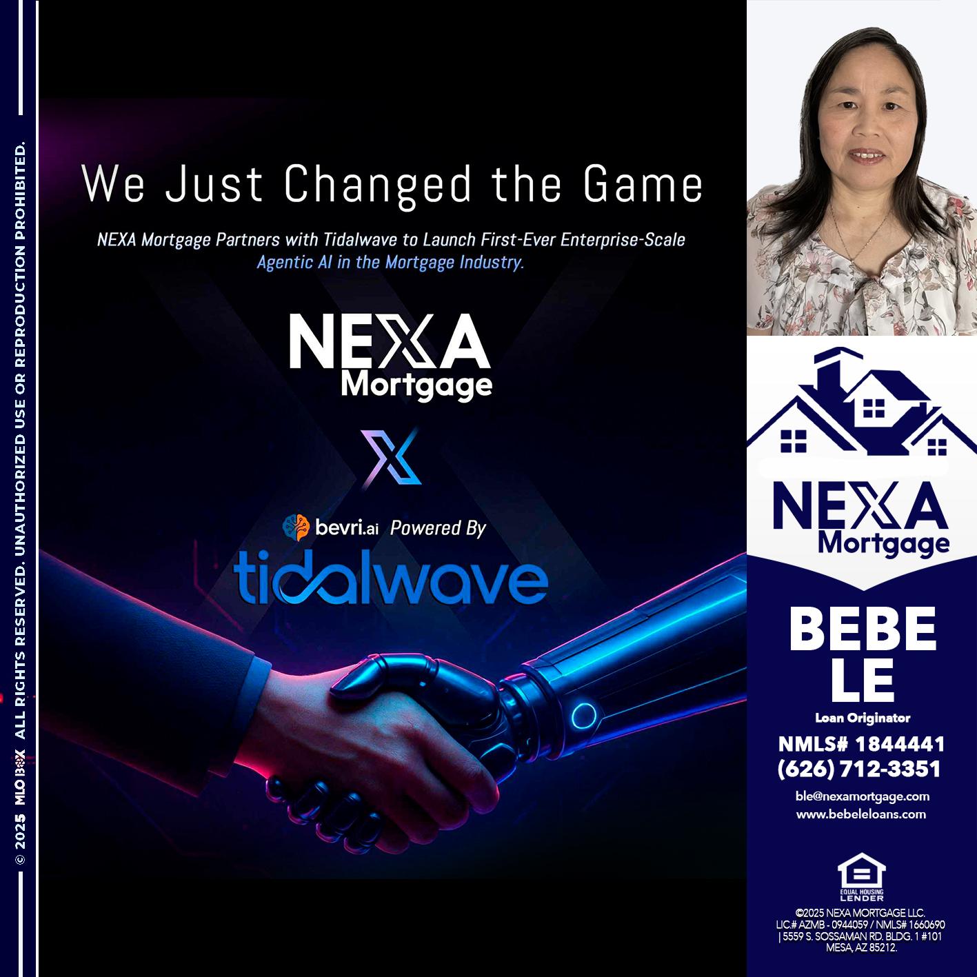 we just change - Bebe Le- Serving California -Loan Originator