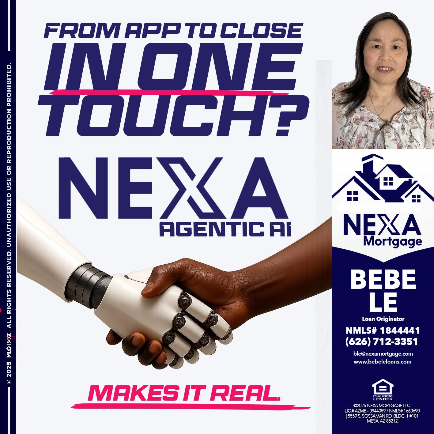 IN ONE TOUCH - Bebe Le- Serving California -Loan Originator