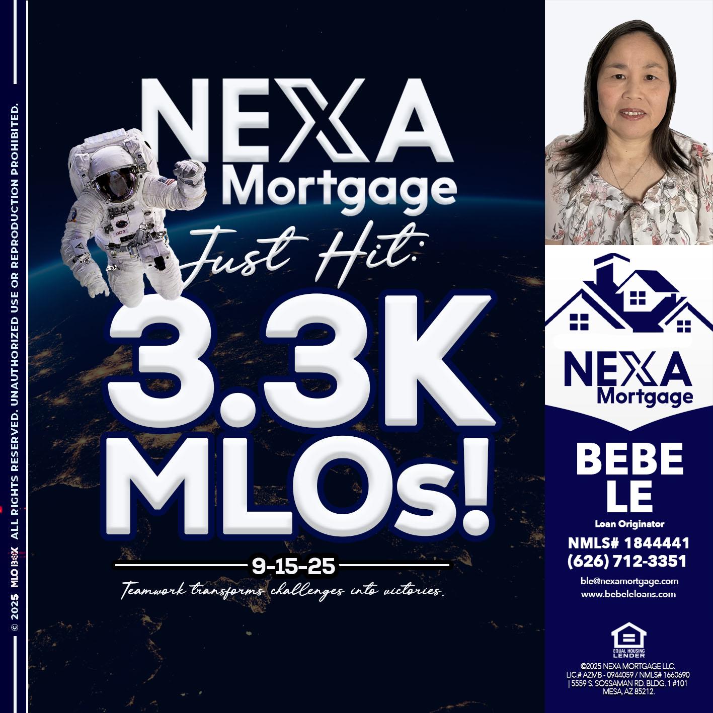 3.3K - Bebe Le- Serving California -Loan Originator