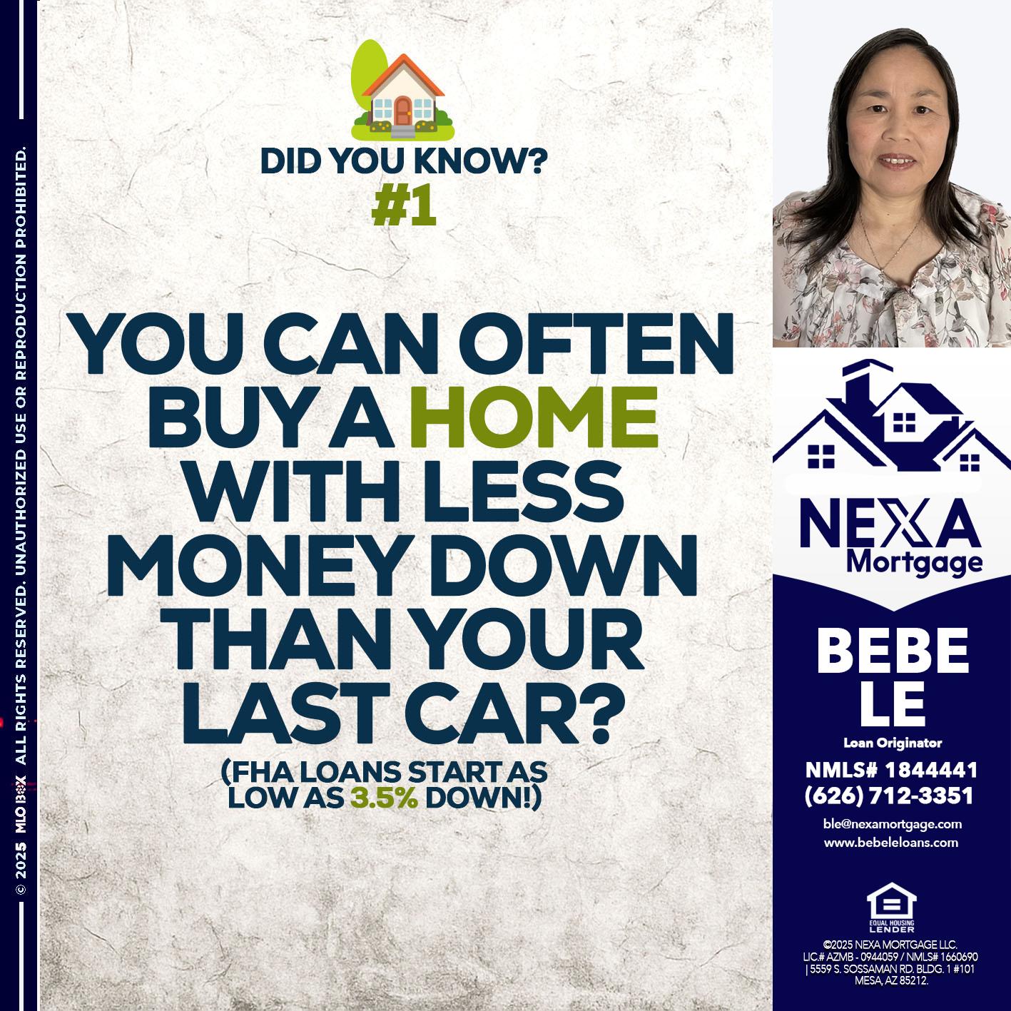 DID YOU KNOW #1 - Bebe Le- Serving California -Loan Originator DID YOU KNOW #1 - Bebe Le- Serving California -Loan Originator