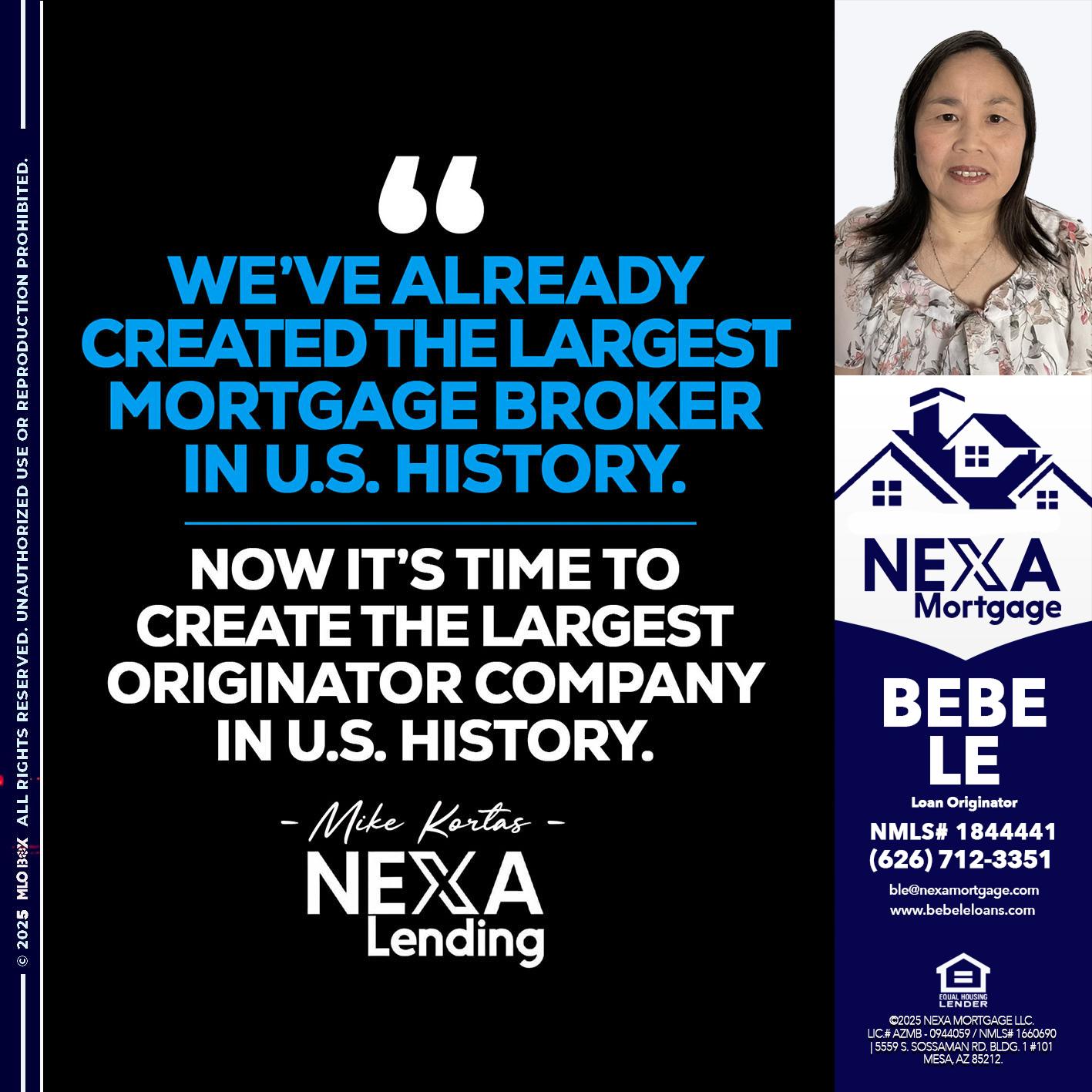 weve already - Bebe Le- Serving California -Loan Originator weve already - Bebe Le- Serving California -Loan Originator