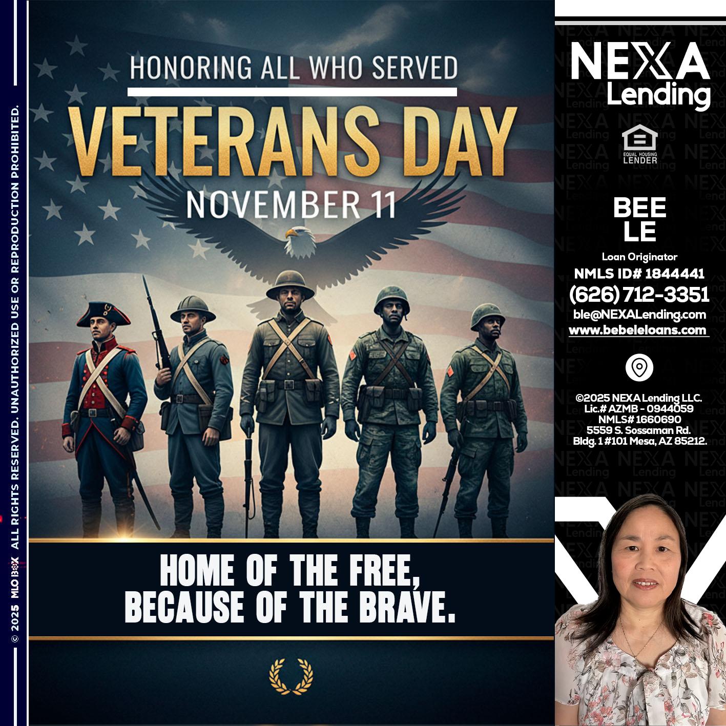 Veterans Day - Bebe Le- Serving California -Loan Originator