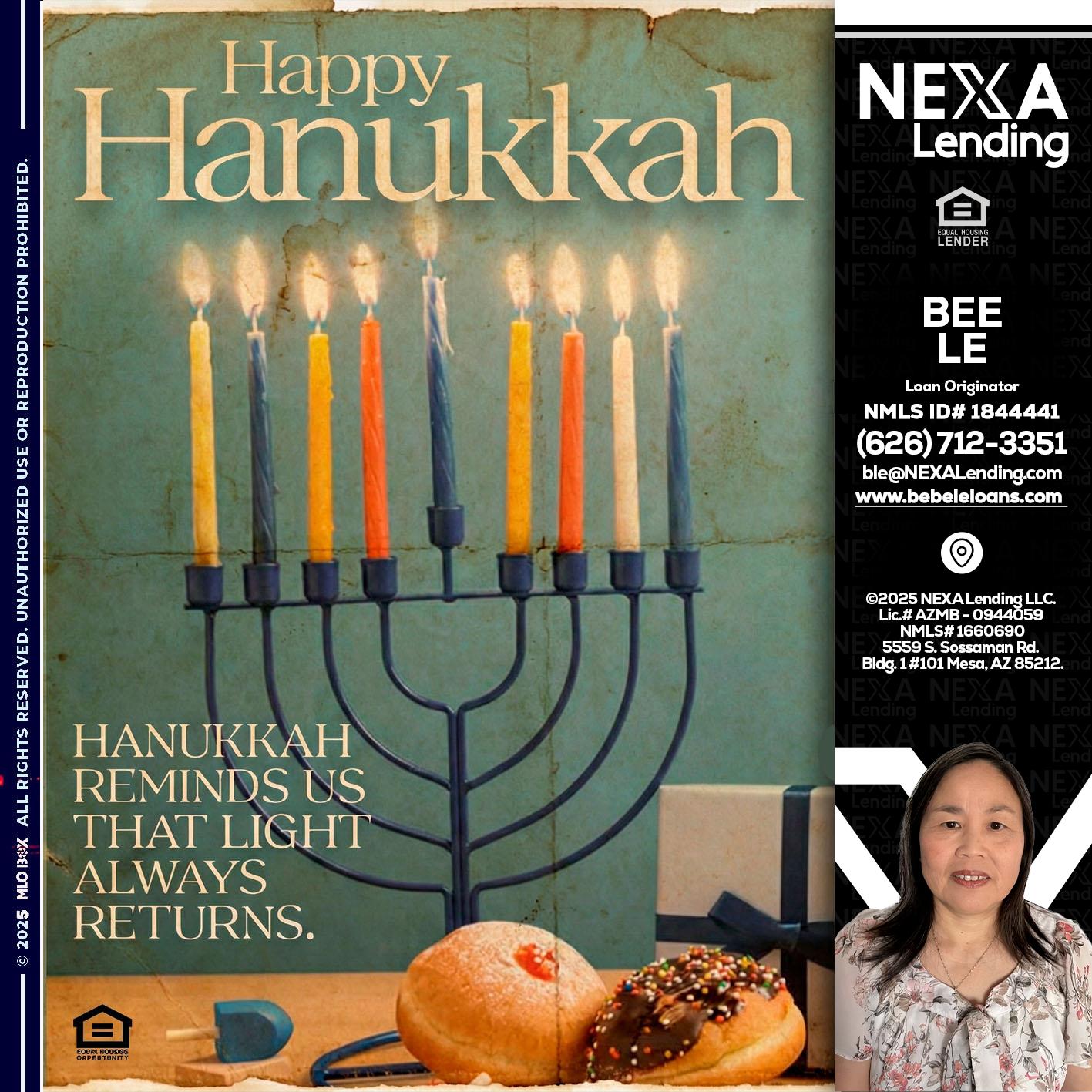 HAPPY HANUKKAH - Bebe Le- Serving California -Loan Originator