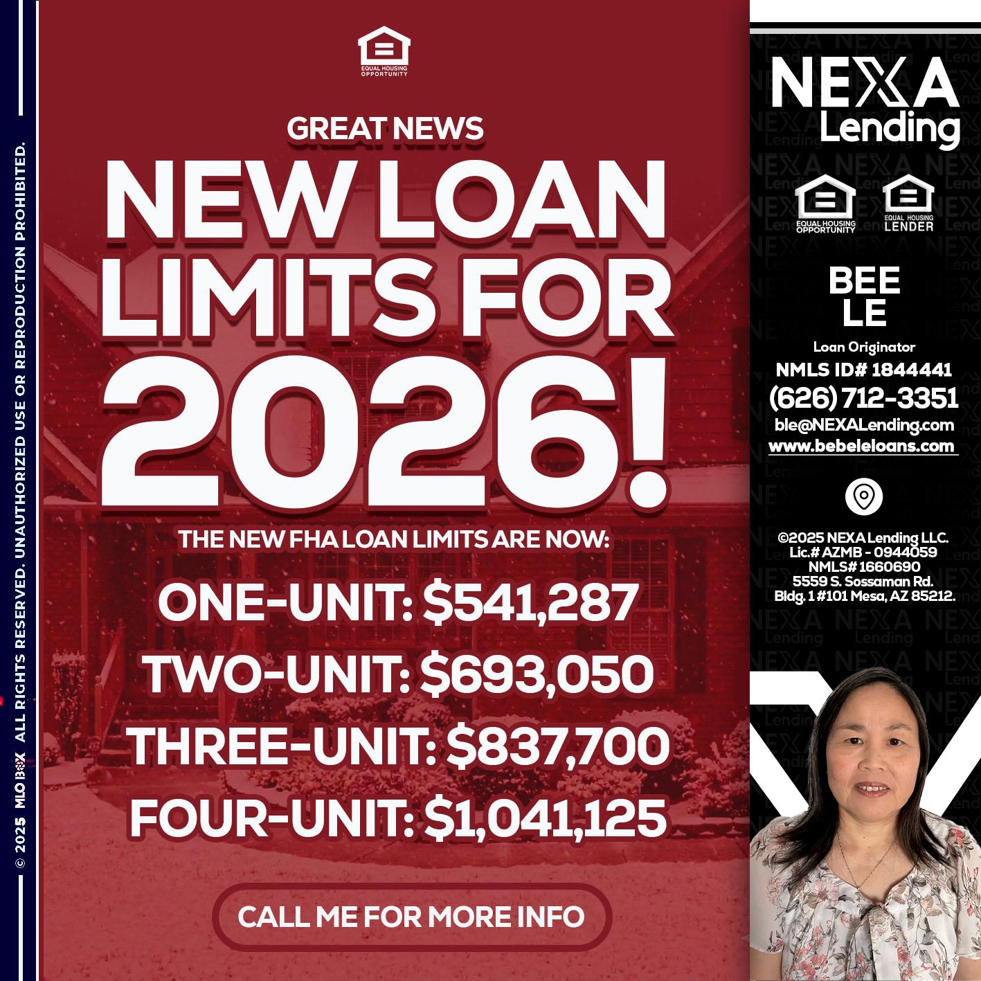 loan limits - Bebe Le- Serving California -Loan Originator