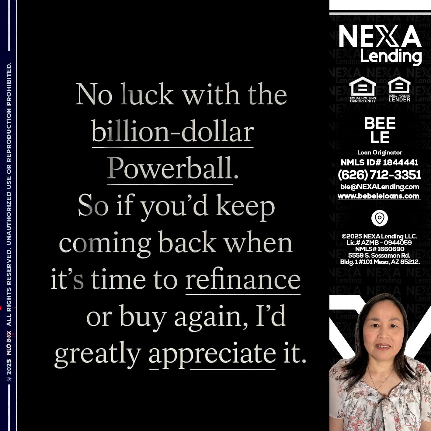 NO LUCK WITH - Bebe Le- Serving California -Loan Originator