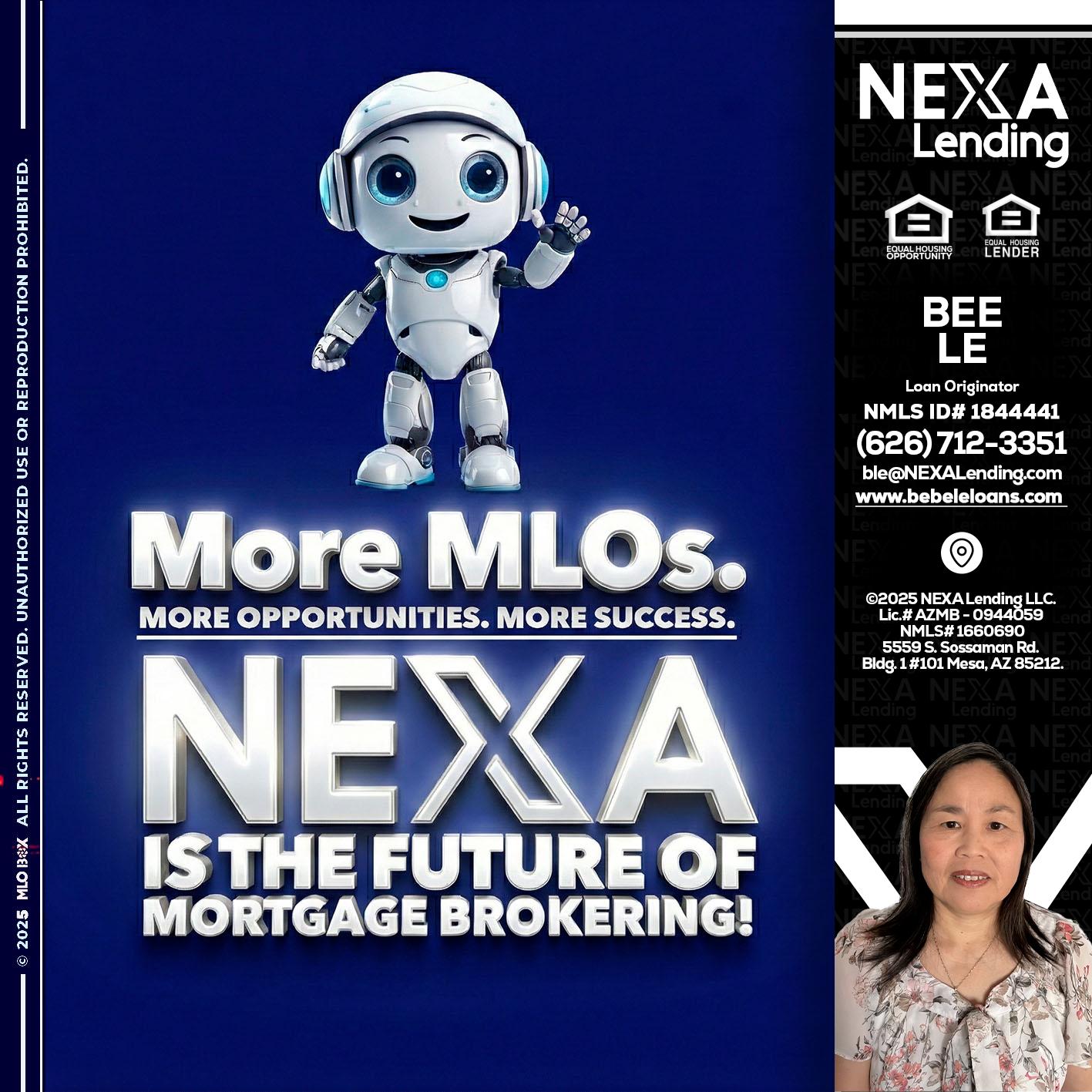 MORE MLOs - Bebe Le- Serving California -Loan Originator