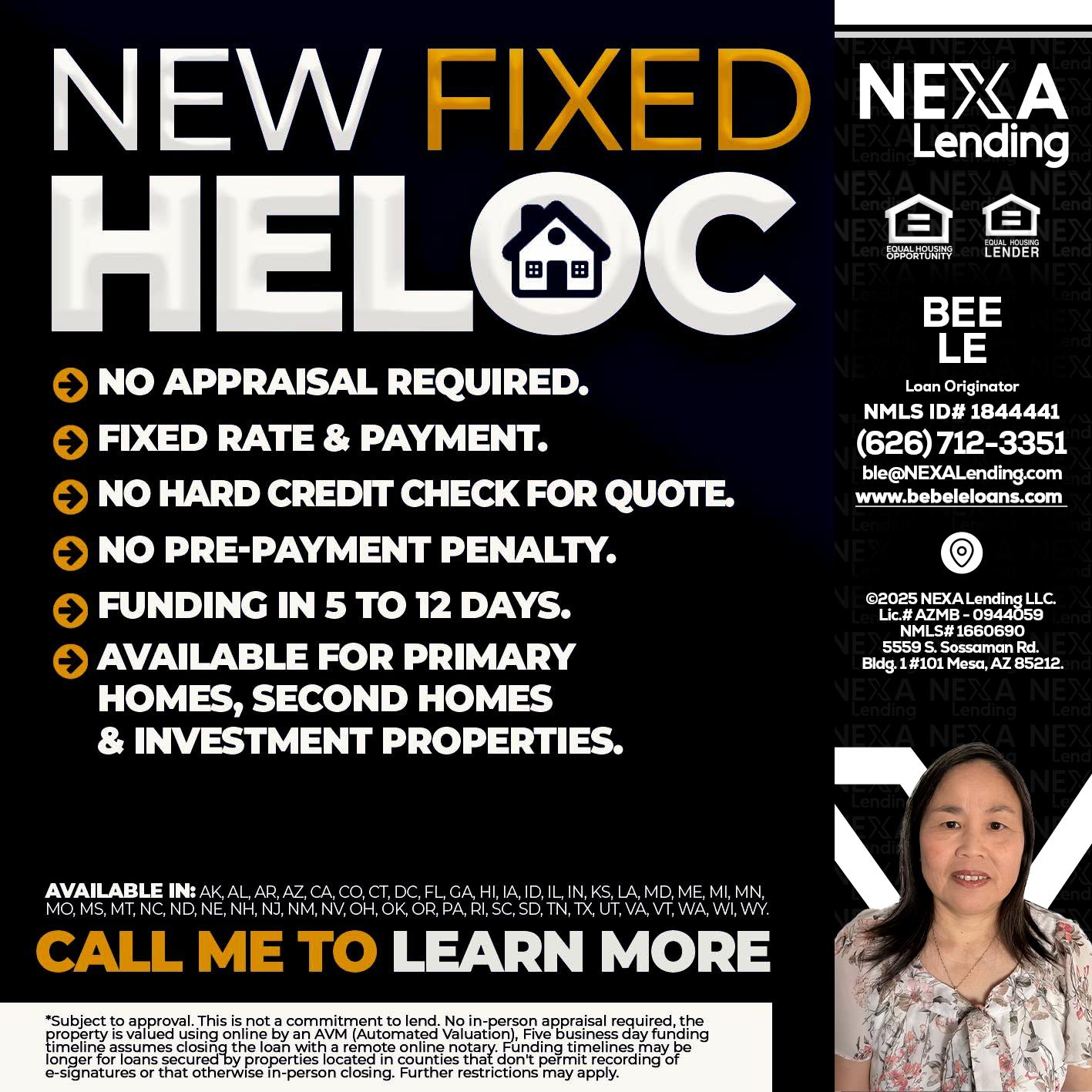 HELOC - Bebe Le- Serving California -Loan Originator