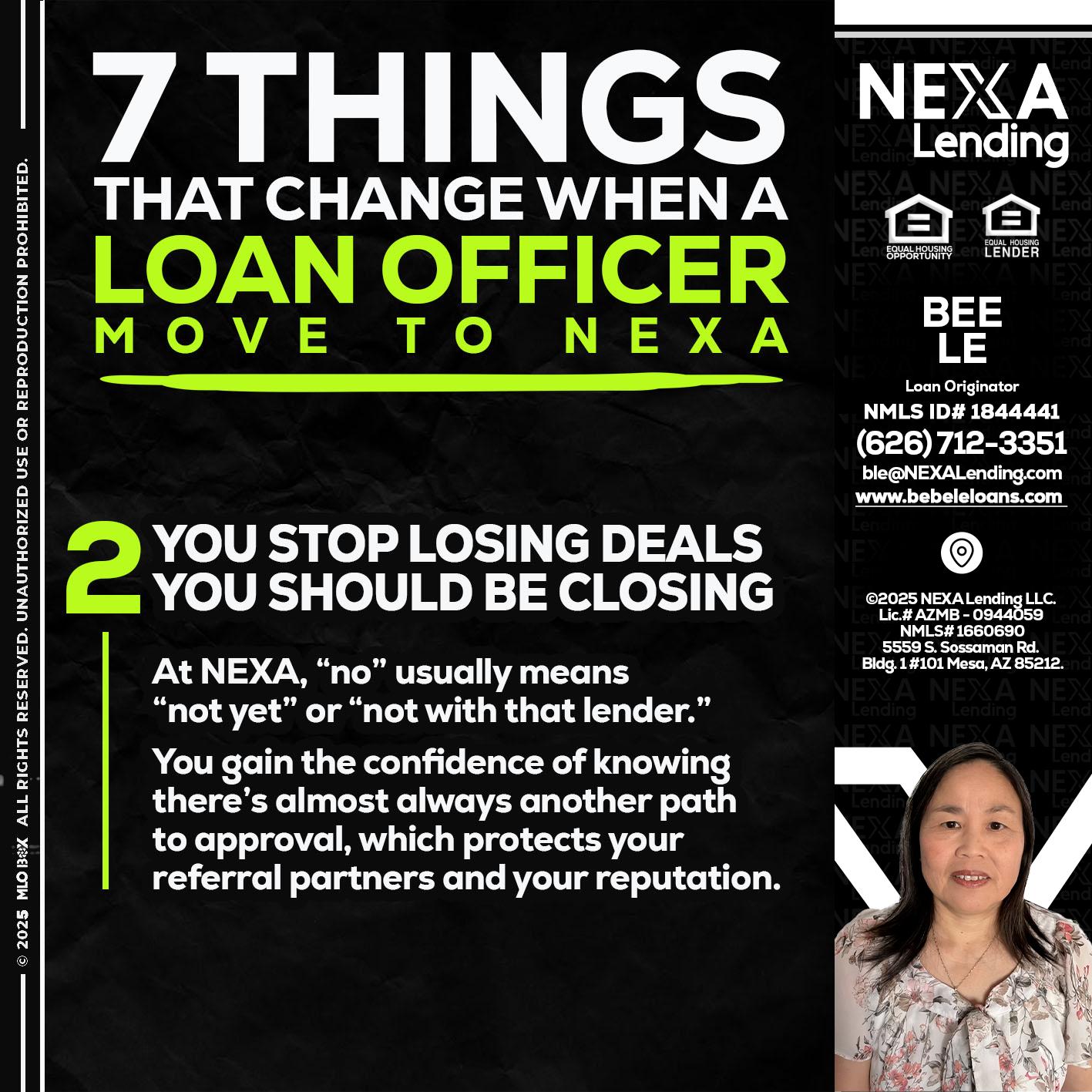 7 THINGS (2) - Bebe Le- Serving California -Loan Originator