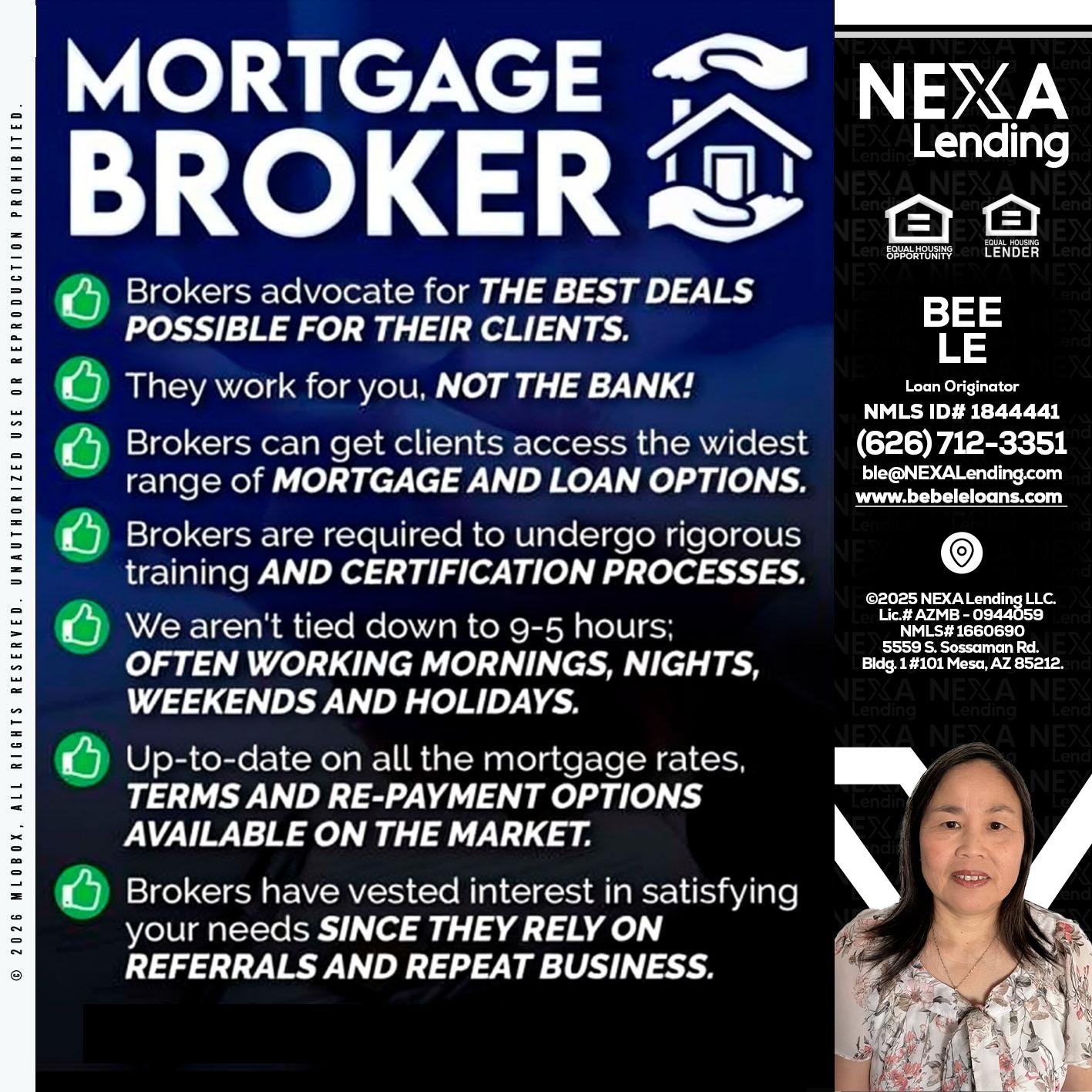 MORTGAGE BROKER - Bebe Le- Serving California -Loan Originator