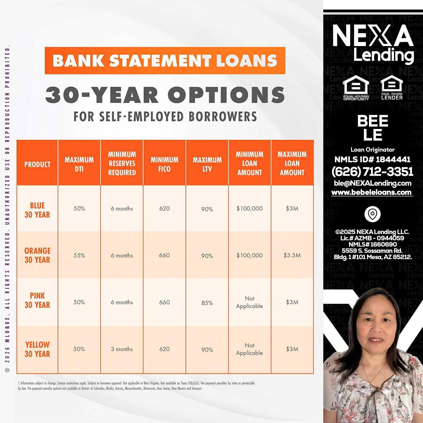 30 YEARS OPTIONS - Bebe Le- Serving California -Loan Originator