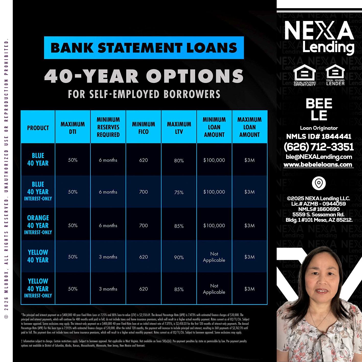 40 YR. OPTIONS - Bebe Le- Serving California -Loan Originator