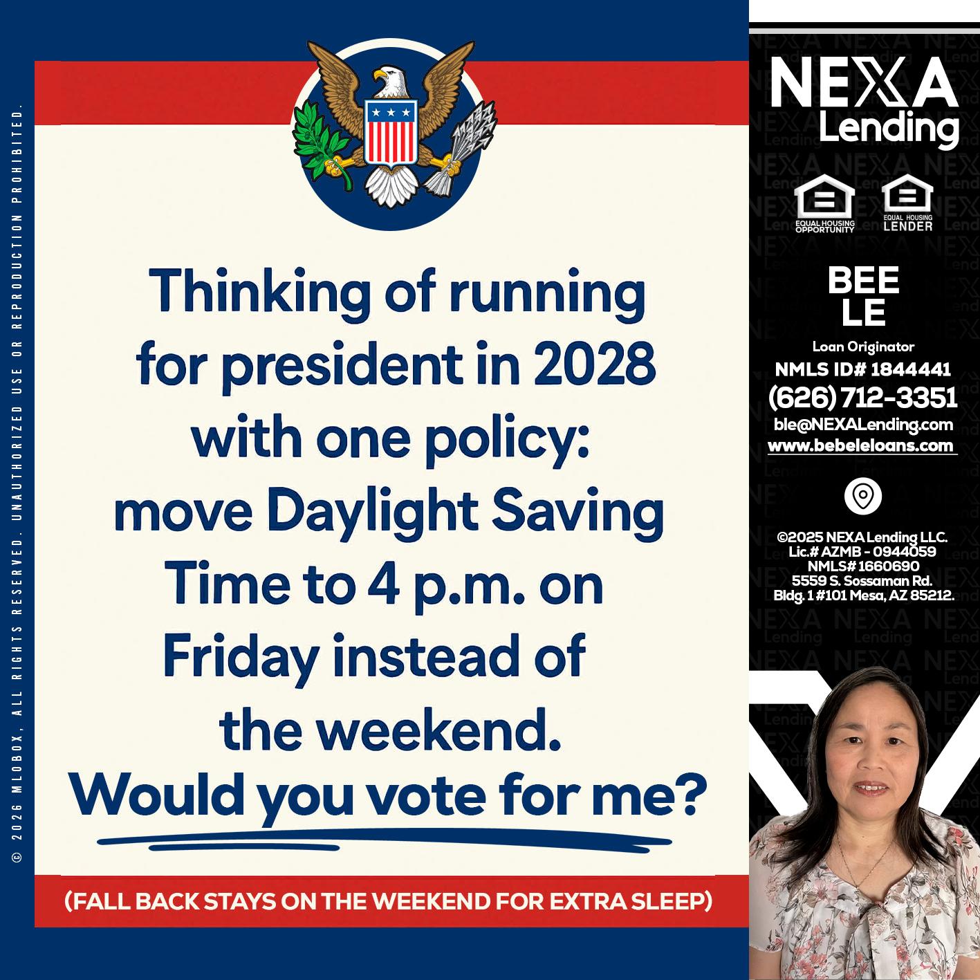 THINKING OF RUNING - Bebe Le- Serving California -Loan Originator