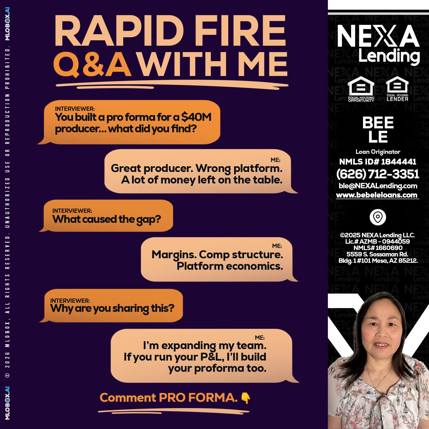 RAPID FIRE - Bebe Le- Serving California -Loan Originator