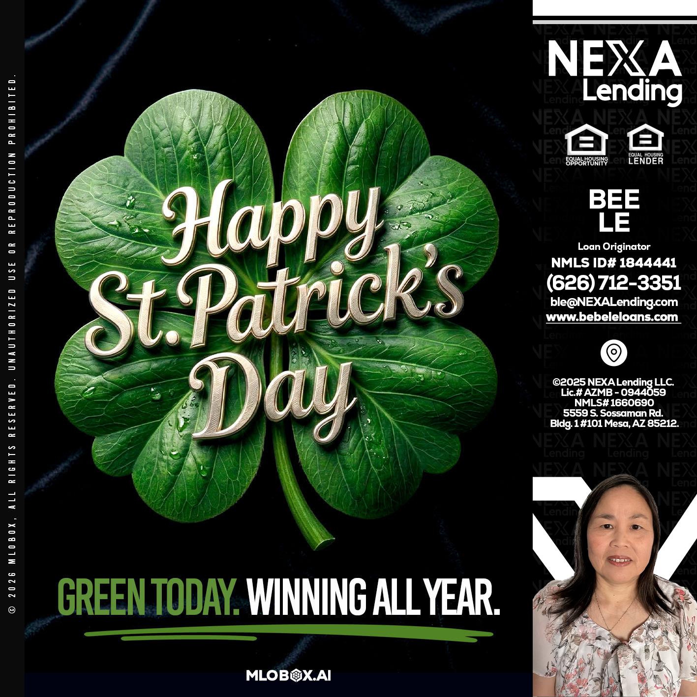 happy st. Patricks day - Bebe Le- Serving California -Loan Originator