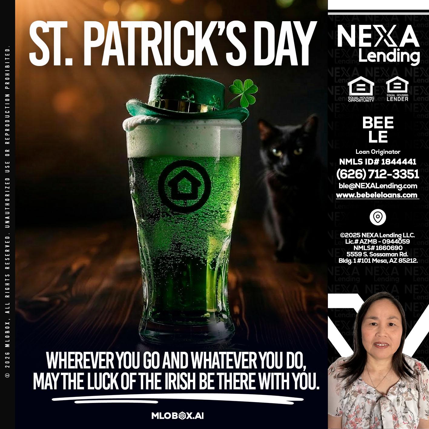 st. Patricks day - Bebe Le- Serving California -Loan Originator