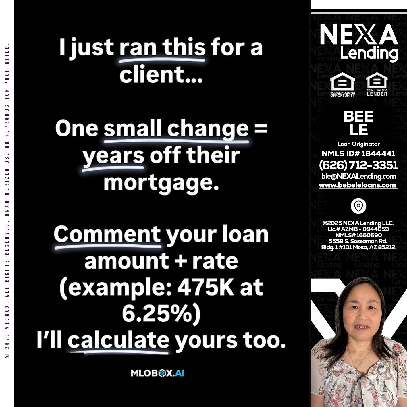 I JUST RAN - Bebe Le- Serving California -Loan Originator