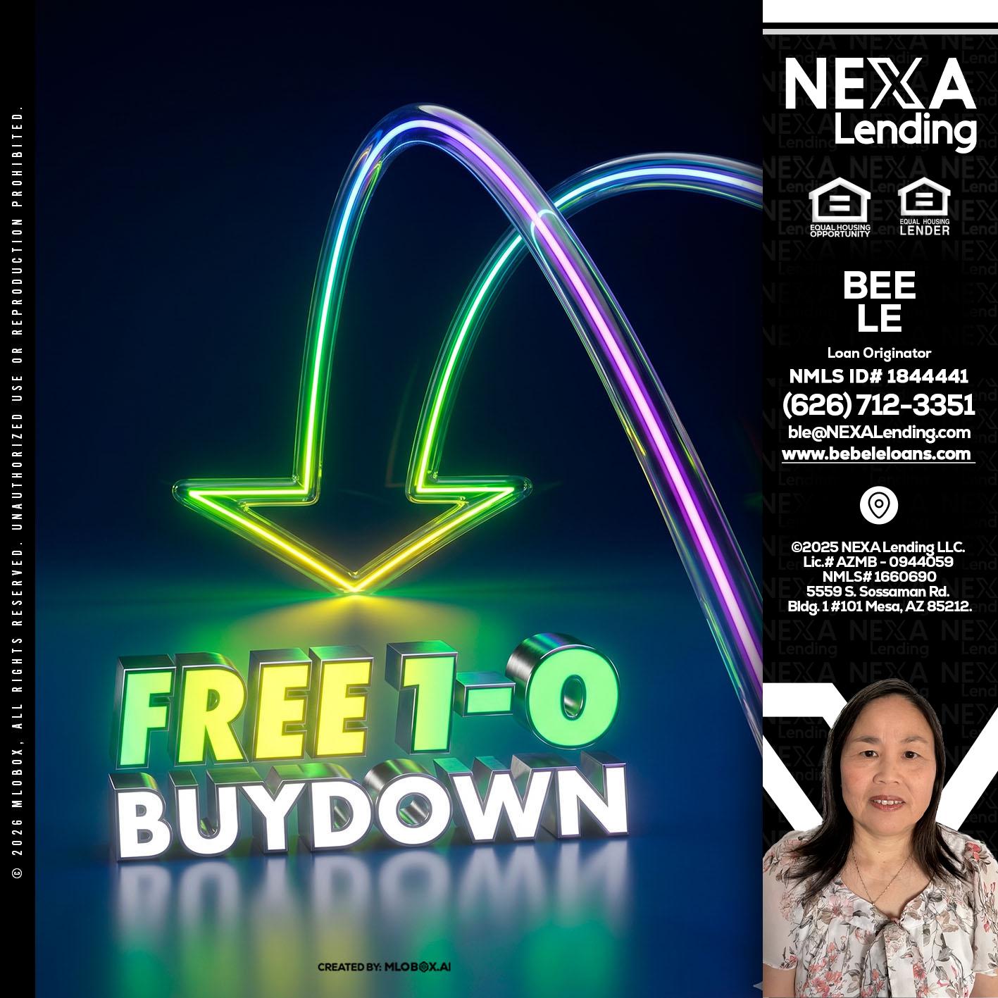FREE 1-0 BUYDOWN - Bebe Le- Serving California -Loan Originator