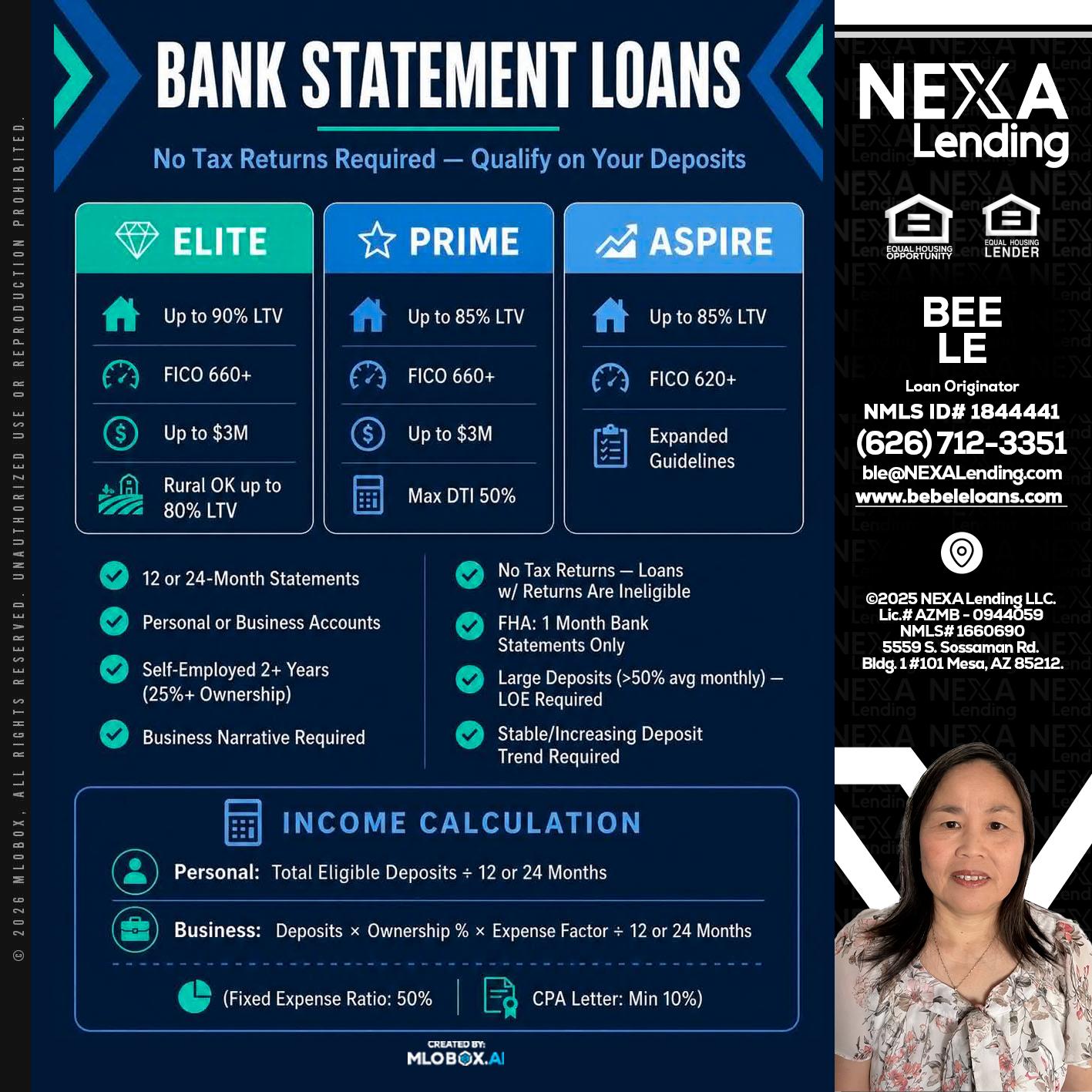 BANK STATEMENT - Bebe Le- Serving California -Loan Originator
