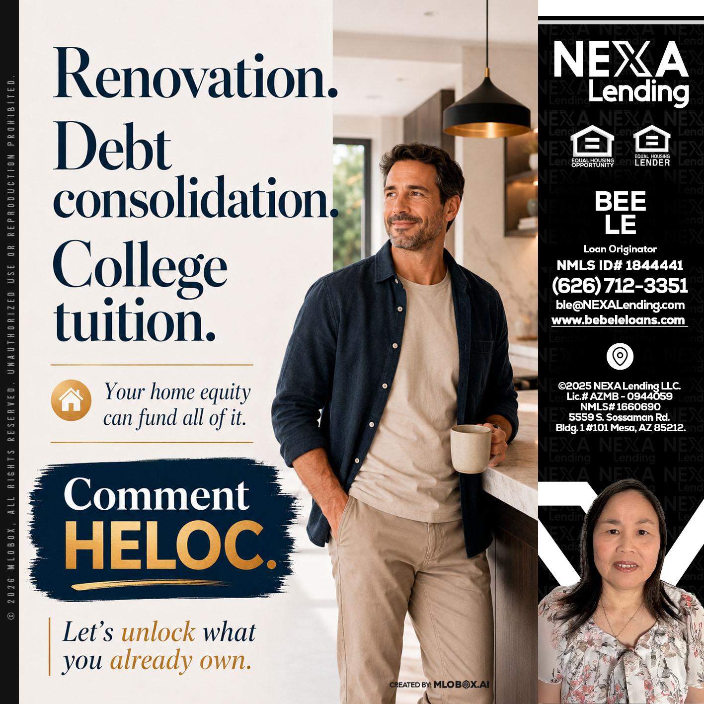 RENOVATION DEBT - Bebe Le- Serving California -Loan Originator