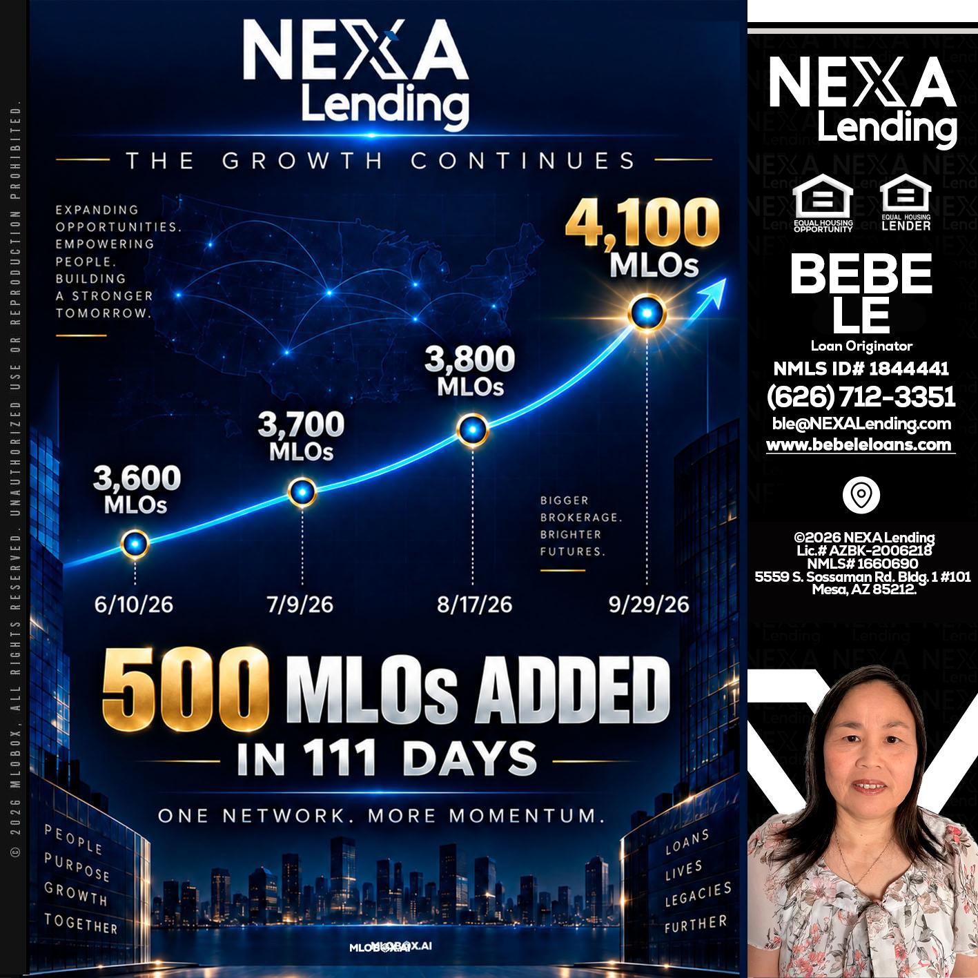 4,100 MLOs - Bebe Le- Serving California -Loan Originator